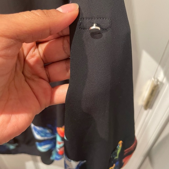 Mission Black Vivid Floral Print Button Down Size Medium - Picture 6 of 11